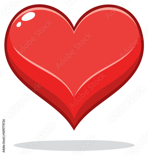 Vibrant Glossy Red Heart Symbol for Love Romance and Passion