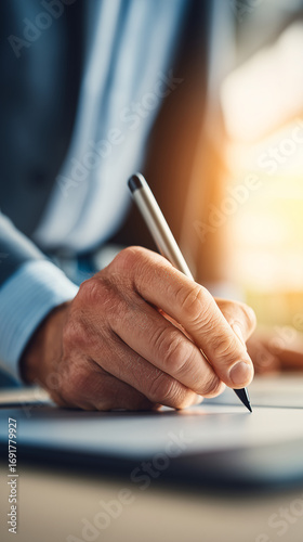 a creative professional’s hand drawing on a graphic tablet with a stylus