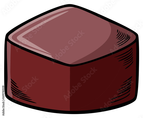 Cartoon Illustration of a Brown Fudge Candy Piece with a Smooth Glossy Top