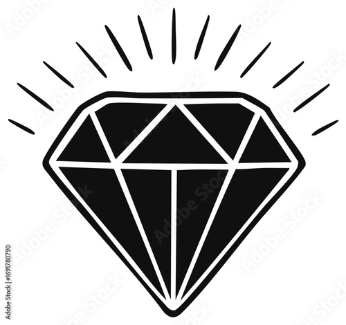 Monochrome Diamond Vector Graphic Shining Brightly Simple Jewelry Design