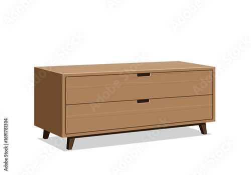 Modern Wooden Two Drawer Dresser.