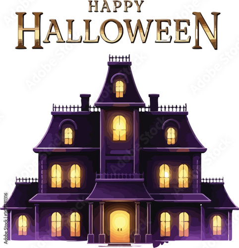 Haunted house with a spooky atmosphere for halloween, creating a mysterious and eerie halloween night scene