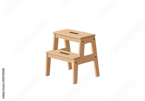 Wooden Two-Step Stool for Home and Office.