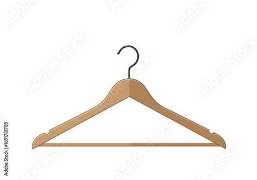 Wooden Clothes Hanger on White Background.