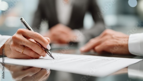 Business people signing a document