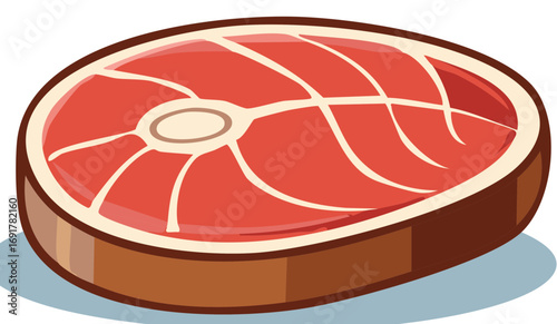Raw fresh meat steak cut with visible marbling and bone illustration for food and cooking concepts