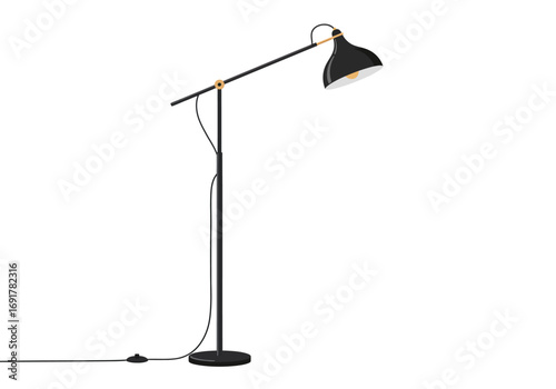 Adjustable Black Metal Floor Lamp for Modern Home Decor.