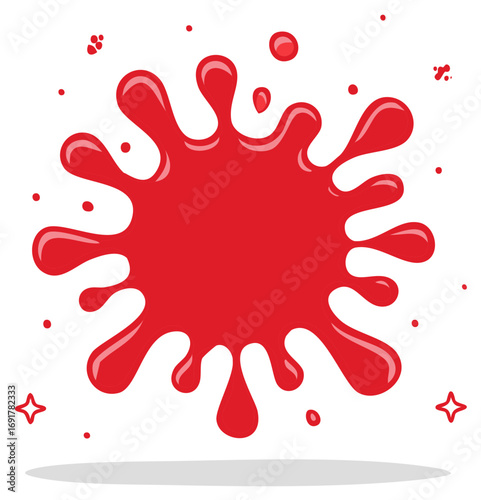 Isolated Red Paint Splash Decoration Element on White Backdrop