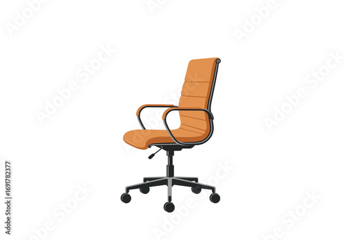 Modern Orange Ergonomic Office Chair on Wheels.