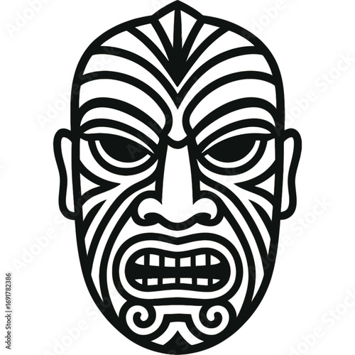Abstract Aztec Mask with Ornamental Patterns
