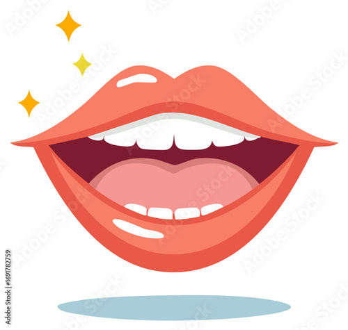 Wallpaper Mural Smiling Mouth with Sparkling White Teeth Vector Illustration for Dental Health and Hygiene Concept Torontodigital.ca