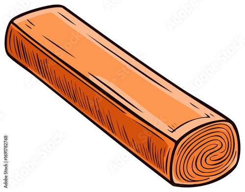 Stylized Rolled Orange Yoga Mat Illustration for Fitness or Exercise Concepts