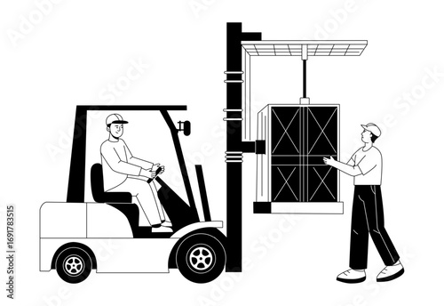 A hand drawn illustration showing a lifter machine 