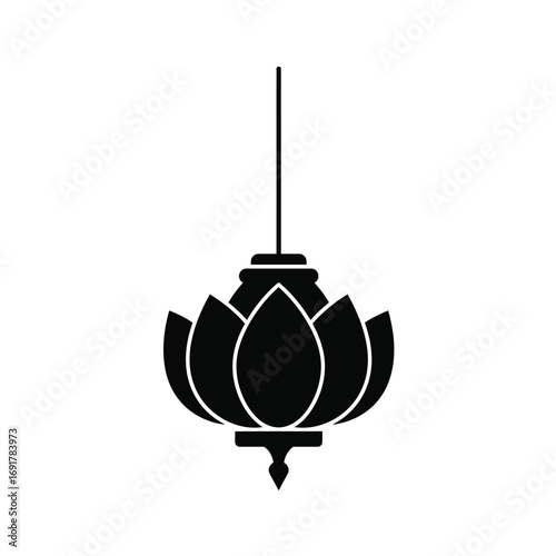 Black lotus lantern hanging icon white
