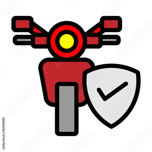 Motorcycle Insurance Vector Filled Icon Design