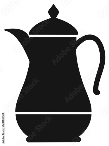 Traditional Arabic Dallah coffee pot black silhouette icon design