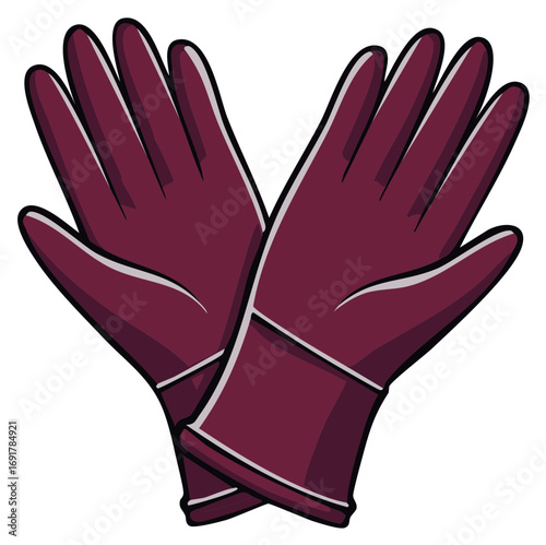 Illustration of Maroon Protective Gloves