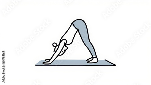 Simple line drawing of woman doing downward facing dog yoga pose