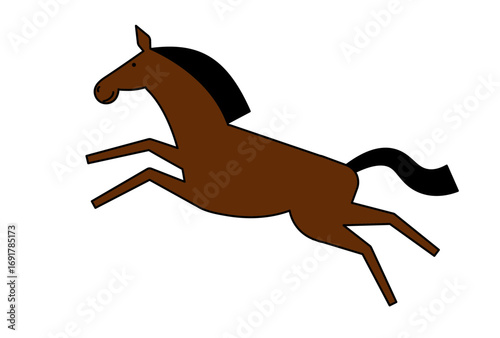 飛び跳ねる馬のイラスト　主線あり　年賀状素材