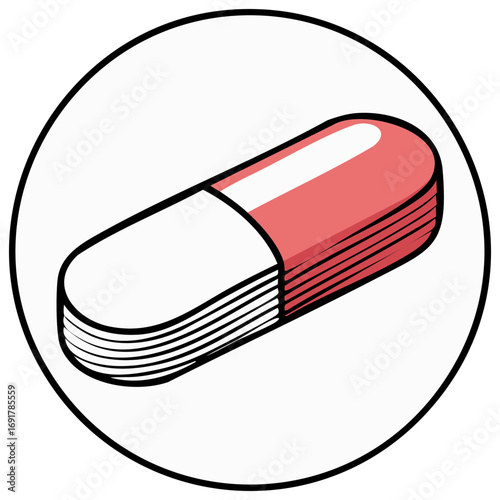Stylized Red and White Pill Capsule Icon for Medical and Health Concepts