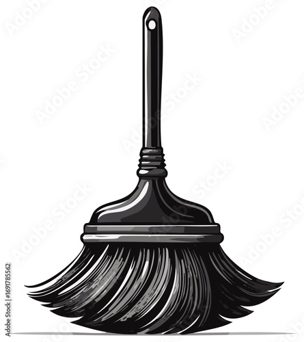 Black and Gray Broom Illustration
