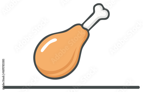 Cooked savory chicken drumstick or poultry leg food icon vector illustration