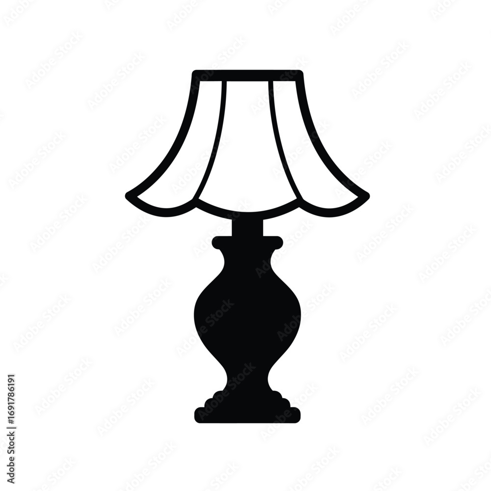 Obraz premium Black silhouette of a classic table lamp light