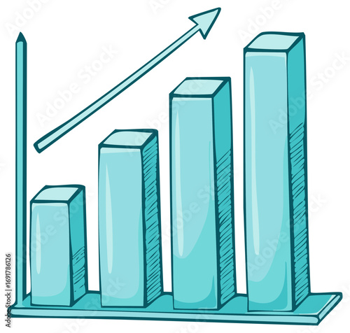 Stylized bar chart with upward trending arrow indicating growth and success