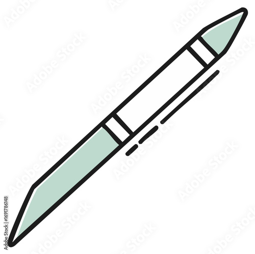 Stylized Illustration of a Nail File Tool with a Mint Green Hue