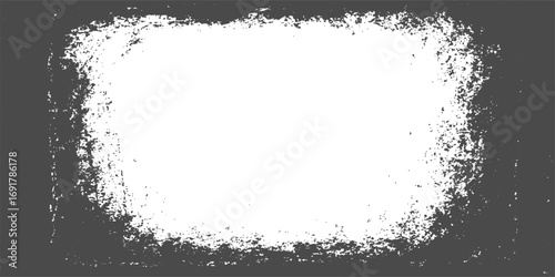 Abstract grunge frame design featuring a textured black ink border with splatter and splash elements