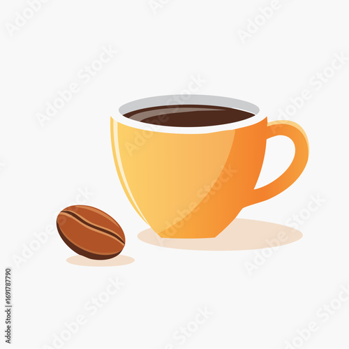 Cup of Coffee and Bean A Simple Vector Illustration