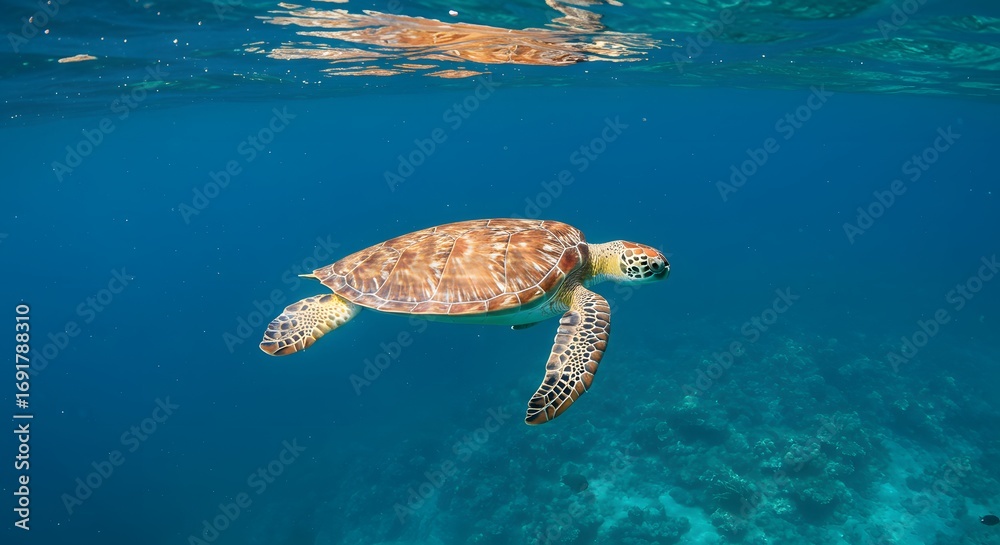 Naklejka premium Sea turtle underwater