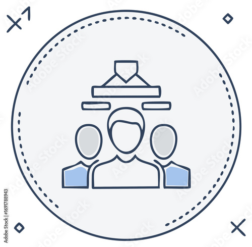 Team leader directing employees with a funnel diagram concept for business strategy