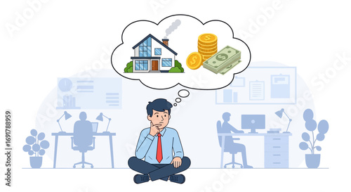 Man Contemplating Home Ownership and Financial Investment