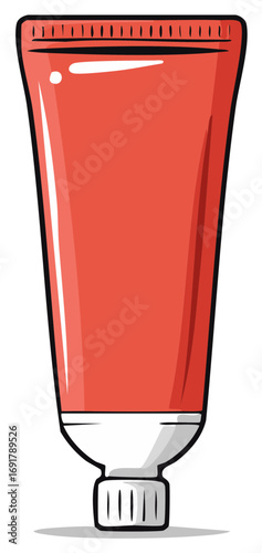 Illustration of a Red Tube Container for Cream or Lotion Packaging Mockup