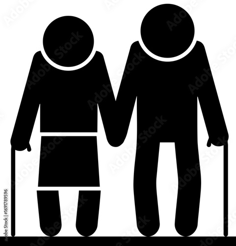grandparents couple silhouette icon