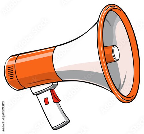 Vibrant Orange White Megaphone Loudspeaker Attention Grabber Communication Tool Icon