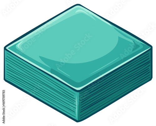 Turquoise Stack of Square Coasters - Shiny Surface, Table Setting