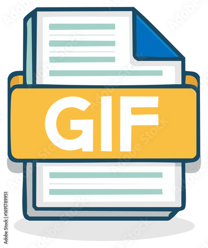 Graphic Interchange Format GIF file stack icon for animated digital content and web design