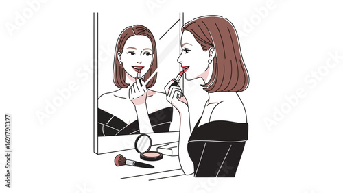 Three women in lab coats demonstrating cosmetic product development and testing showcasing skincare makeup and scientific research with tools and ingredients