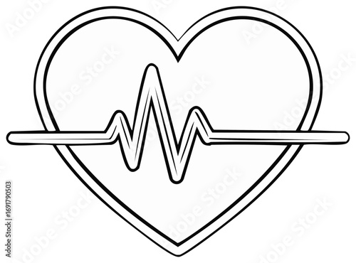 Heart and heartbeat EKG line icon for medicine cardiology and health