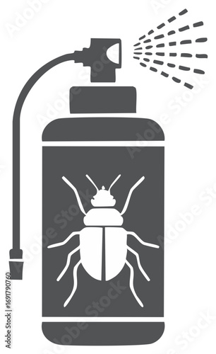 Pest control bug spray can icon, insecticide aerosol bottle spraying repellent