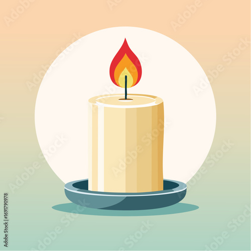 Flame of Serenity A Minimalist Candle Illustration for Peace and Tranquility