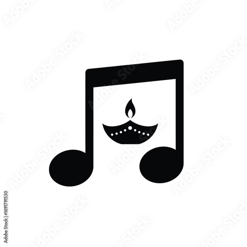 Music note with Diwali lamp flame