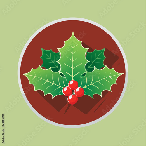 Festive Holiday Holly Sprig Illustration A Seasonal Icon for Christmas and Winter Celebrations