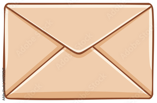 Simple classic cartoon drawing of a sealed brown letter envelope for mail and correspondence