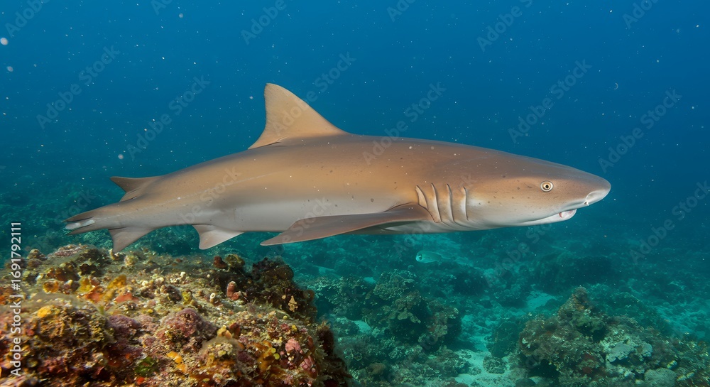 Obraz premium Shark underwater coral reef