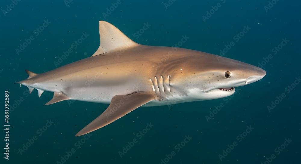 Fototapeta premium Shark underwater profile view