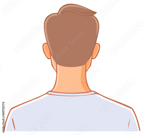 Illustration of a Man from the Back, Showing Head, Neck, and Shoulders