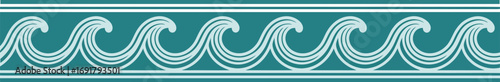 A teal background with a light teal wave pattern and two light teal horizontal lines at the top and bottom